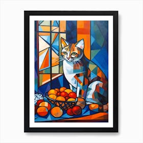 Stock With A Cat 2 Cubism Picasso Style Art Print