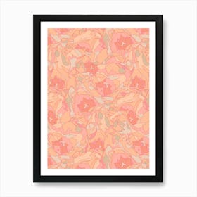 TULIP DREAMS Abstract Retro Floral in Orange Blush Peach Fuzz Art Print