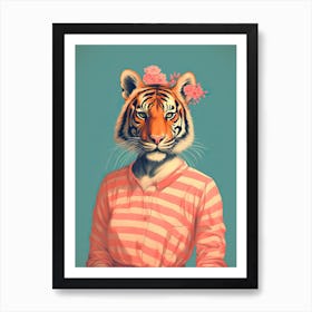 Tiger Illustrations Wearing A Summer Shirt 1 Art Print