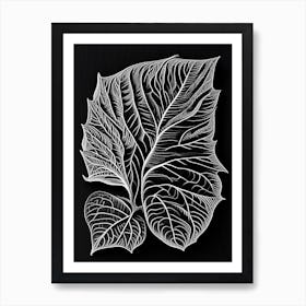 Plum Leaf Linocut 3 Art Print