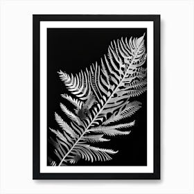Mimosa Leaf Linocut 2 Art Print
