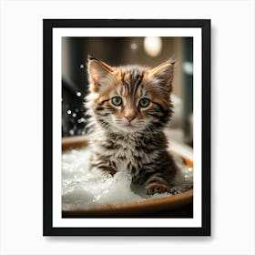 Kitten In A Bath Art Print