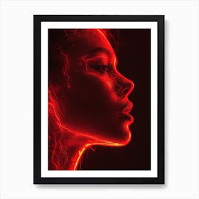 Glowing Enigma: Darkly Romantic 3D Portrait: Portrait Of A Woman 2 Art Print