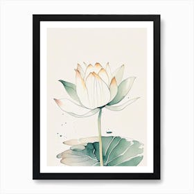 Early Lotus Minimal Watercolour 2 Art Print