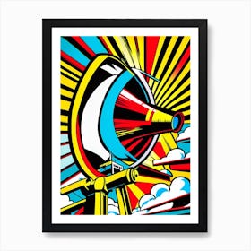 Telescope Bright Comic Space Art Print