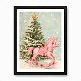 Pink Rocking Horse Art Print