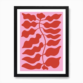 Leaves Pink Red Art Print
