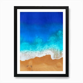 Greece, Seaside, beach and wave #2. Aerial view beach print. Sea foam Art Print