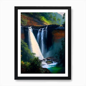 Nohsngithiang Falls, India Nat Viga Style (1) Art Print