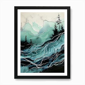 Darck color Acrylic Line Nature Art (2) (1) Art Print