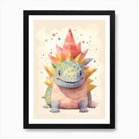 Colourful Dinosaur Stegosaurus 3 Art Print