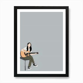 Girl Playing Guitar Art Print