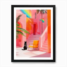 Cat In A Colorful House Art Print