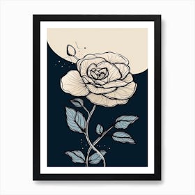 Line Art Roses Flowers Illustration Neutral 5 Art Print