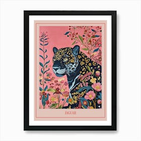 Floral Animal Painting Jaguar 4 Poster Art Print