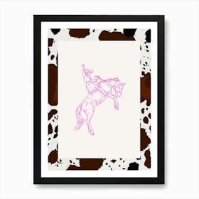 Hot Pink Cowboy Line Drawing Art Print