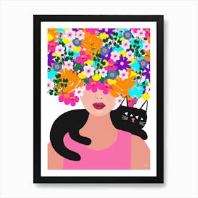 Flower Hair Girl Art Print