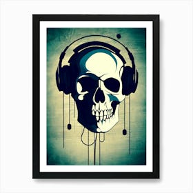 Skull With Headphones 126 Art Print