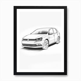 Volkswagen Golf Line Drawing 28 Art Print