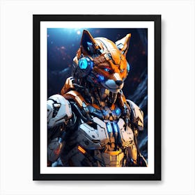 Fox In Cyborg Body #1 Art Print