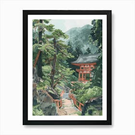 Koyasan Japan 3 Retro Illustration Art Print