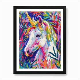 Floral Unicorn In The Meadow Floral Fauvism Inspired 4 Art Print