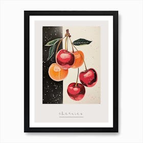 Art Deco Abstract Cherries Poster Art Print