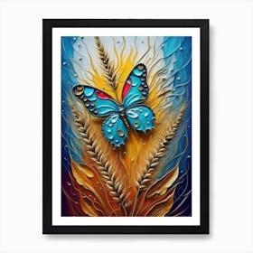 Perfect Golden Wheat Butterfly Colorful Threads Art Print