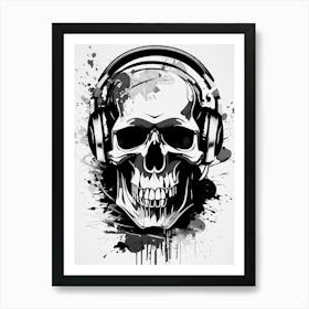 Skull With Headphones 113 Art Print
