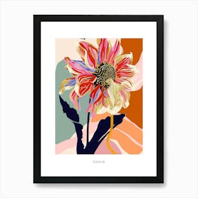 Colourful Flower Illustration Poster Dahlia 4 Art Print