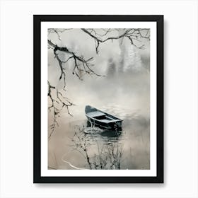 Boat In The Mist Art Print