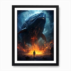 Whale And The Man Art Print