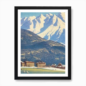 Kronplatz, Italy Ski Resort Vintage Landscape 3 Skiing Poster Art Print