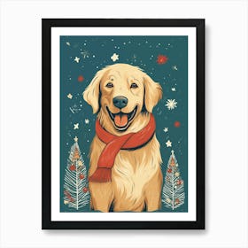 Golden Retriever Christmas Art Print