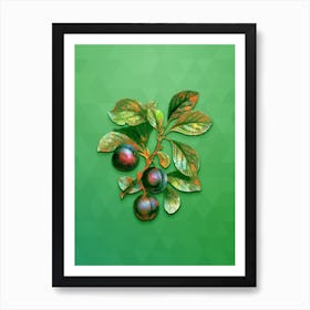 Vintage Cherry Plum Botanical Art on Classic Green n.0392 Art Print