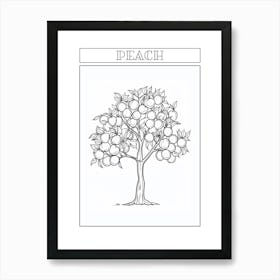 Peach Tree Minimalistic Drawing 4 Poster Art Print