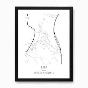 Lier,Norway Minimalist Map Art Print