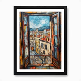 Window View Of Edinburgh Scotland In The Style Of Cubism 4 Art Print