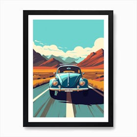 A Volkswagen Beetle Car In The Andean Crossing Patagonia Illustration 2 Art Print