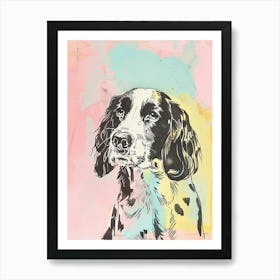 Pastel Springer Spaniel Dog Pastel Line Illustration  2 Art Print