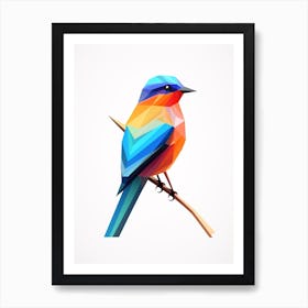 Colourful Geometric Bird Bluebird 1 Art Print
