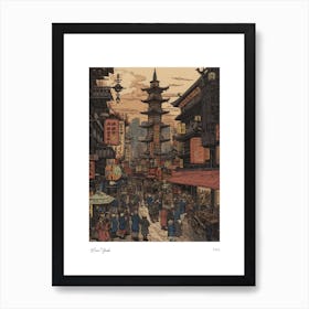 New York Usa Woodblock 3 Watercolour Travel Poster Art Print