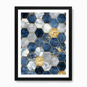 Marble Hexagon Pattern Art Print