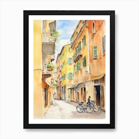 Piacenza, Italy Watercolour Streets 3 Art Print