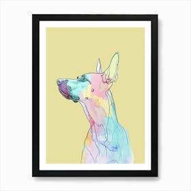 Pastel Doberman Dog Watercolour Illustration Art Print