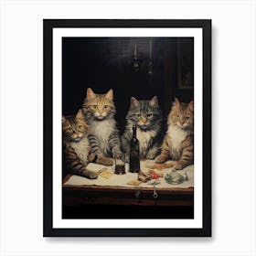 The Bachelors Party, Louis Wain Cats 1 Art Print