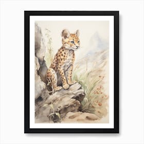 Storybook Animal Watercolour Cheetah 2 Art Print