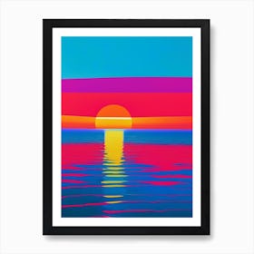 Sunrise Over Ocean Waterscape Colourful Pop Art 1 Art Print
