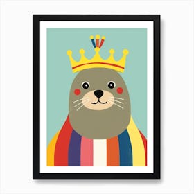 Little Sea Lion Wearing A Crown Art Print