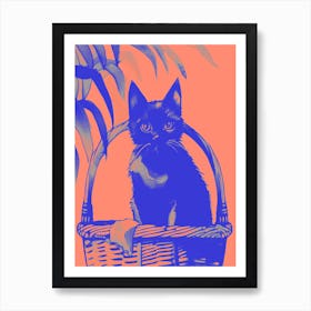 Kitty Cat In A Basket Orange 2 Art Print